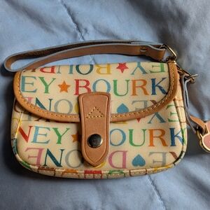 Dooney & Bourke Multicolor Logo Wristlet - Tan Trim